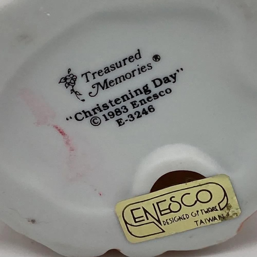Vintage Enesco Treasured Memories Bisque Christening Day 1983 Figurine